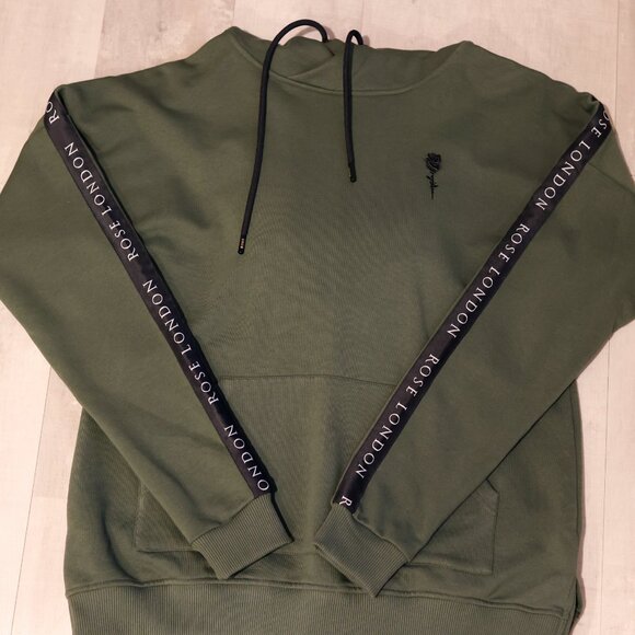 Men's Dark Army Green Hoodie Streetwear 100% Cotton Size L New - Picture 5 of 6